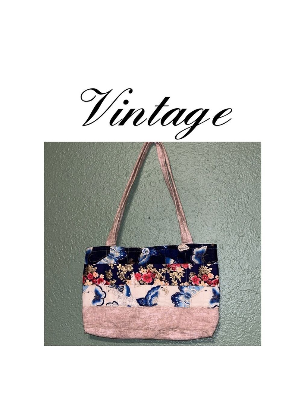 Vintage Quilted butterfly tote bag purse